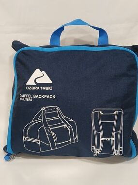 Ozark Trail 90L Camping Large Carry-All Convertable Duffel Backpack Navy Blue